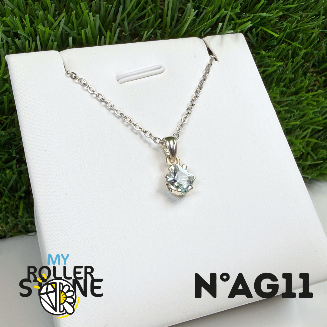 Pendentif Aigue-Marine Facettée Argent 925 #AG11