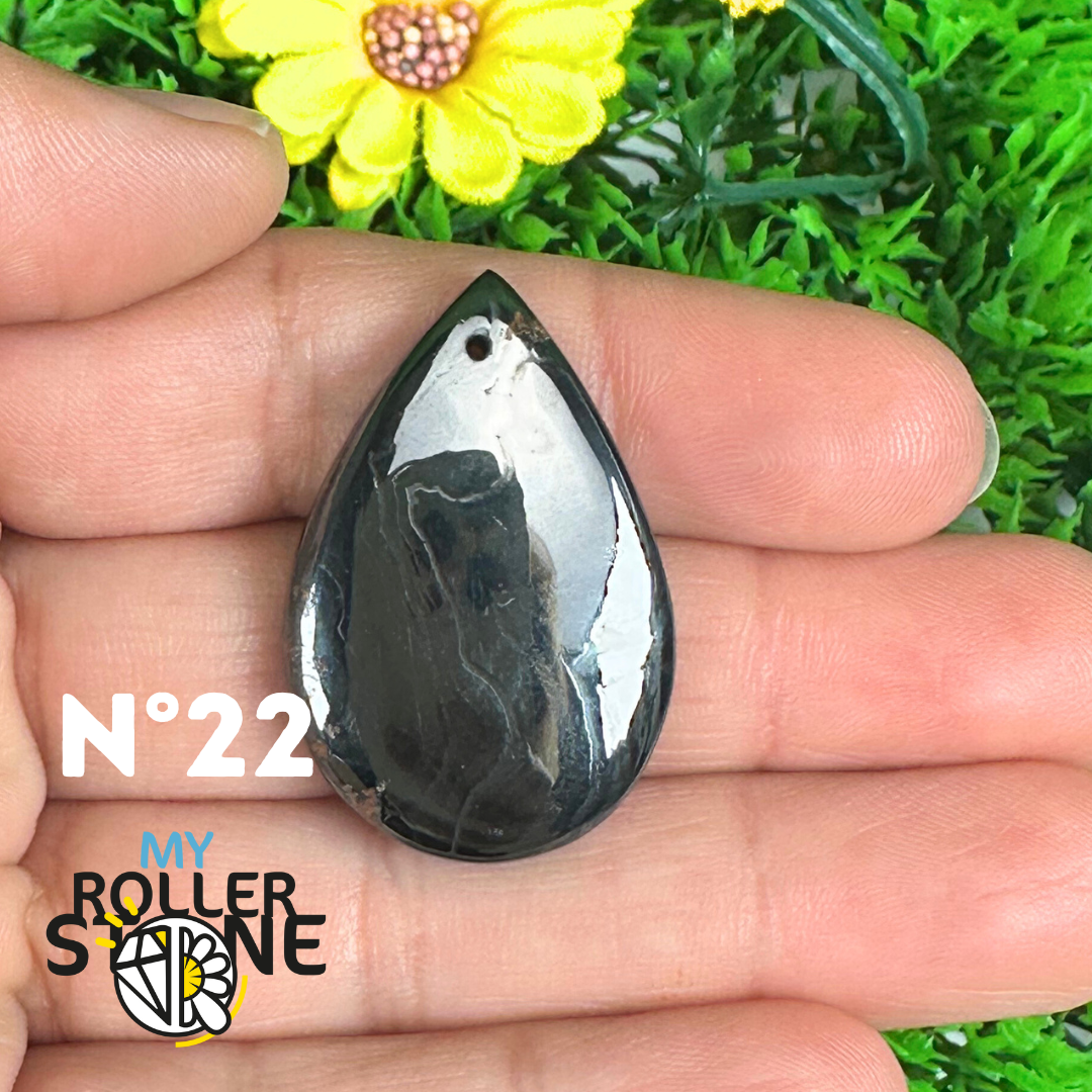 Pendentif Percé Psilomelane Argenté