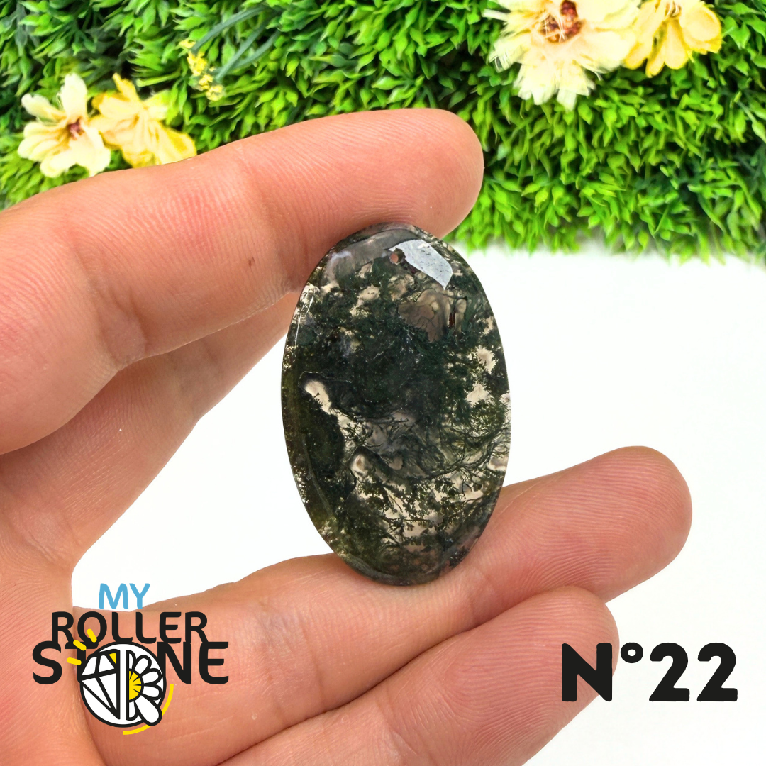 Pendentif Percé Agate Mousse Naturelle 5A