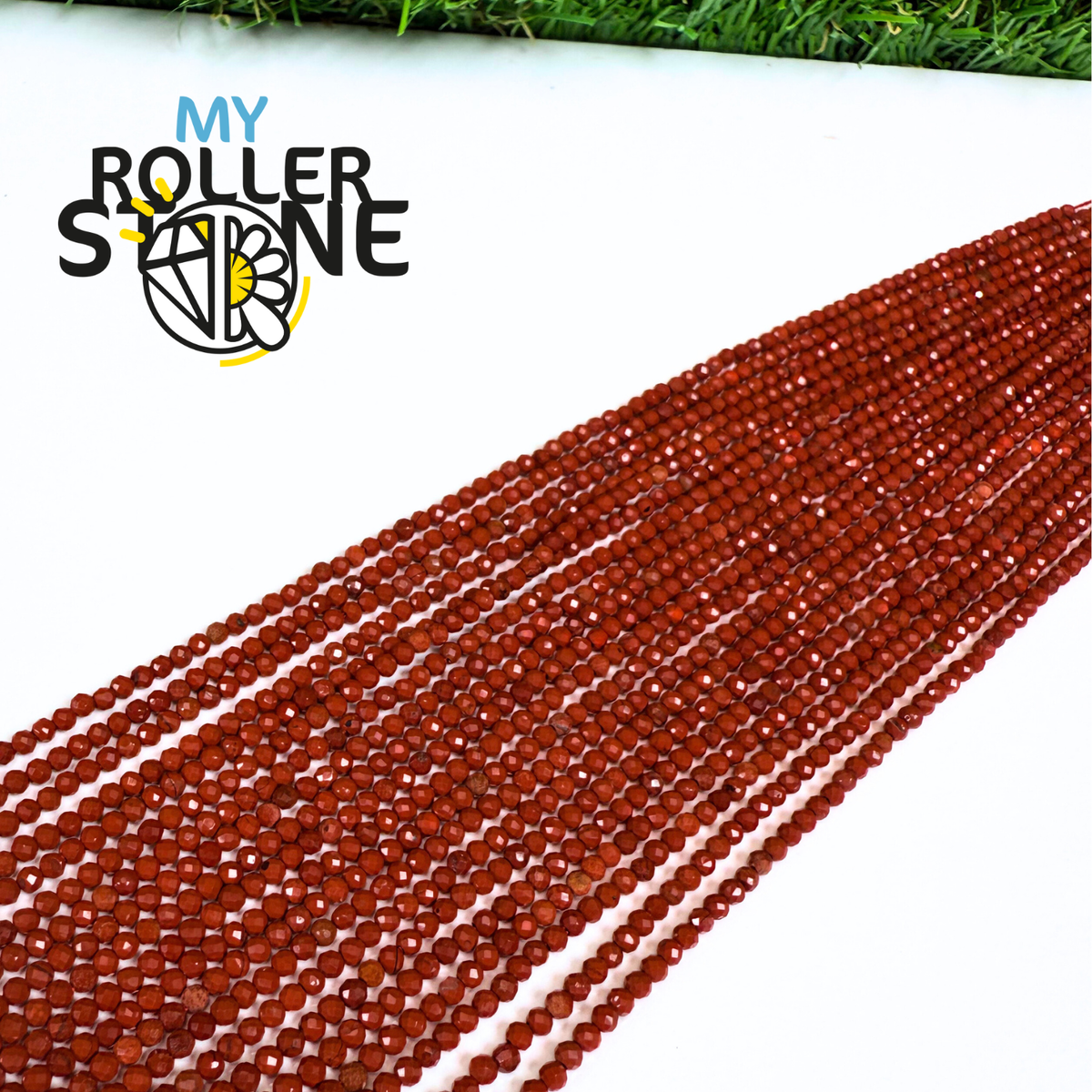 Perle Facettée Jaspe rouge 2MM