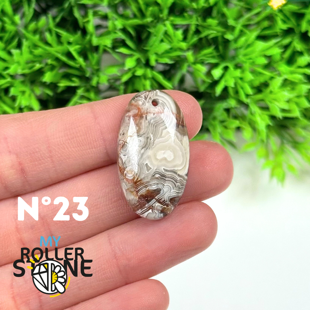 Pendentif Percé Agate Mexicaine 5A
