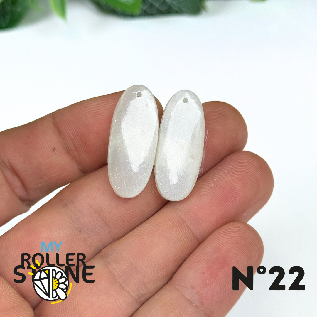 Paire de Cabochon percé en Pierre de lune D'Inde pour Boucles d'oreilles