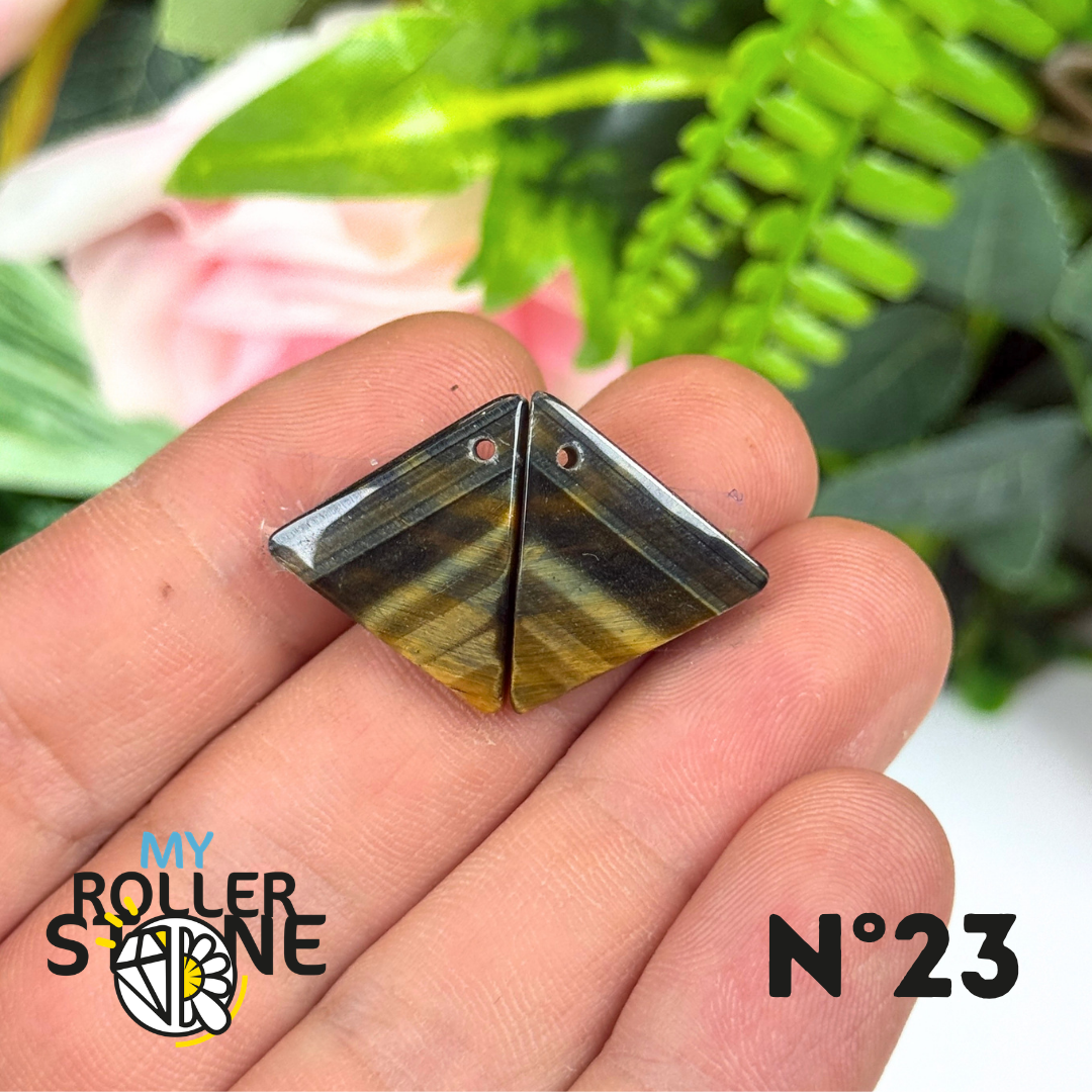 Paire de Cabochon percé en Oeil de Faucon pour Boucles d'oreilles