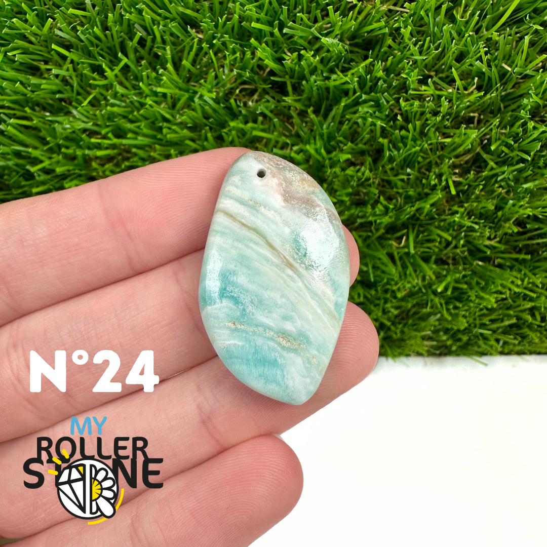 Pendentif Percé Calcite Cambrienne Bleue 5A