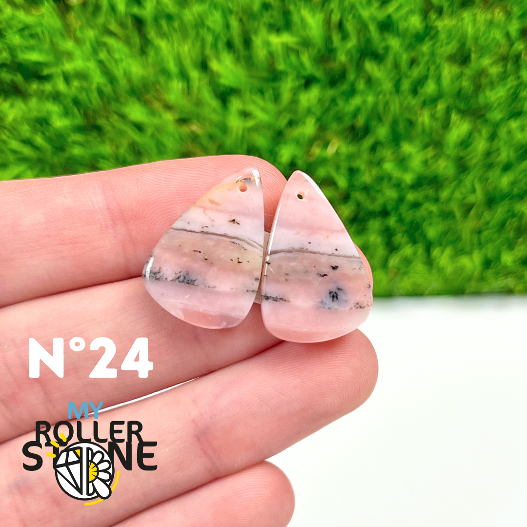 Pendentif Percé Opale Rose Duo