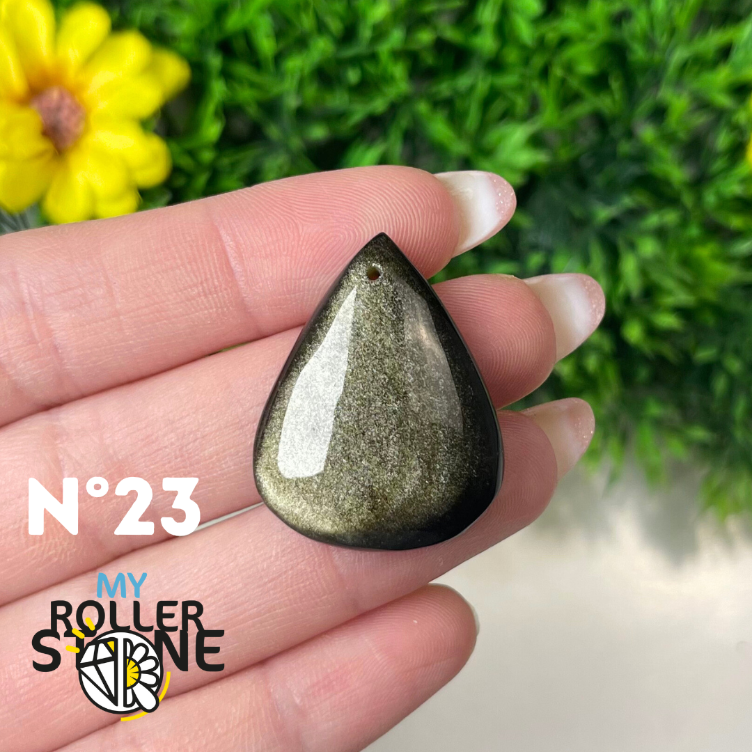 Pendentif Obsidienne dorée 5A percé