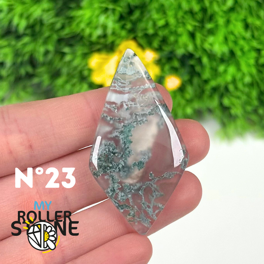 Pendentif Agate Mousse percé 5A