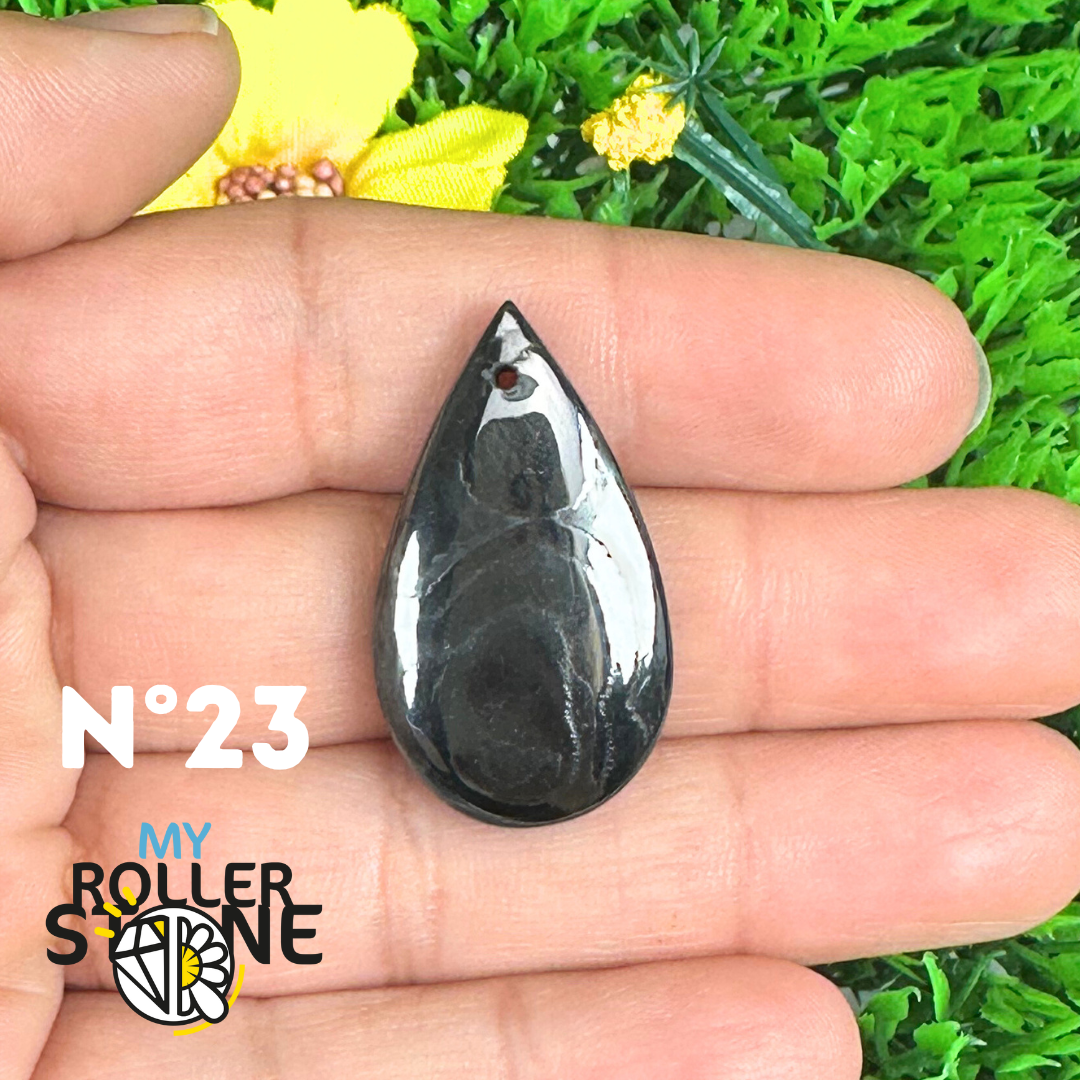 Pendentif Percé Psilomelane Argenté