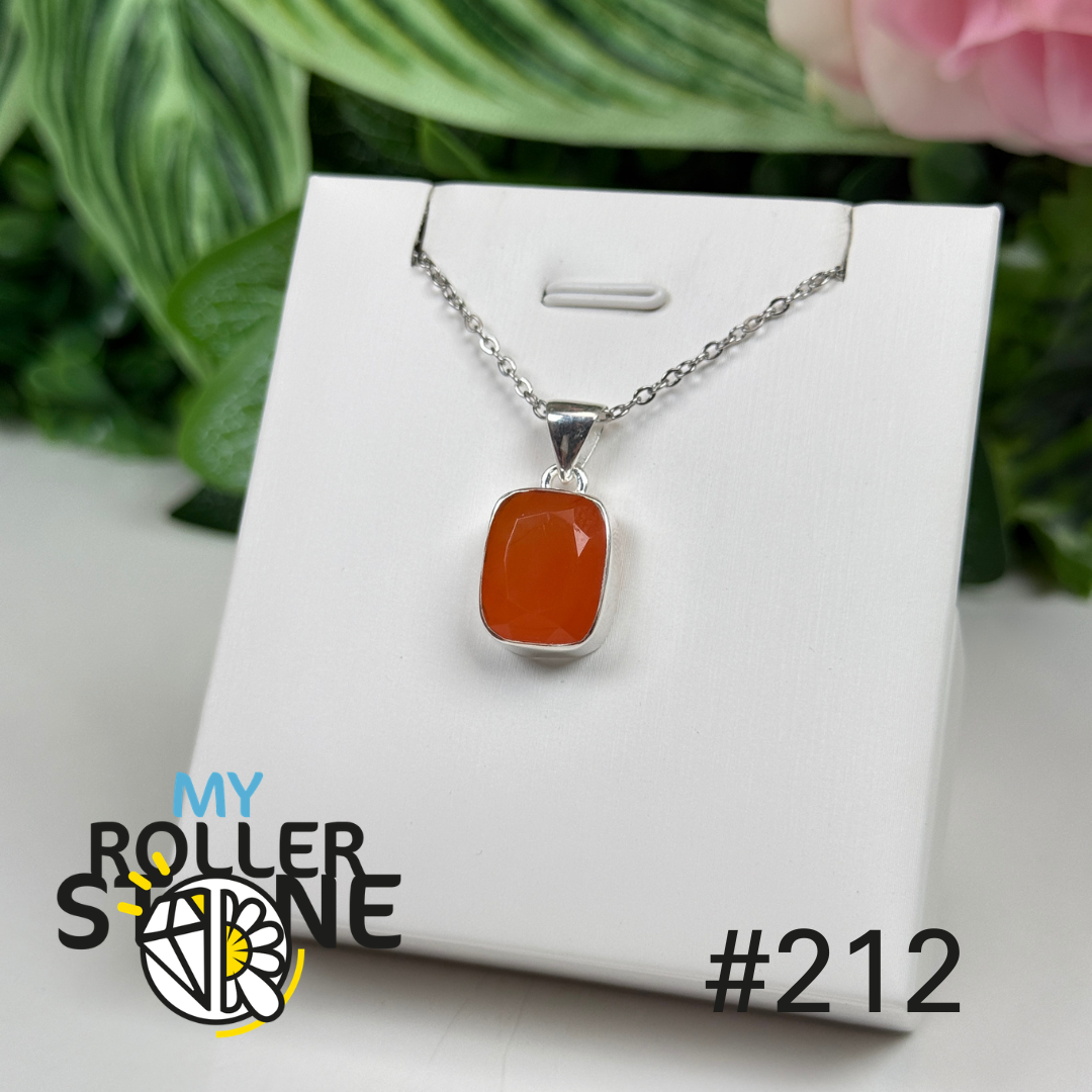 Pendentif argent cornaline facettée #P212