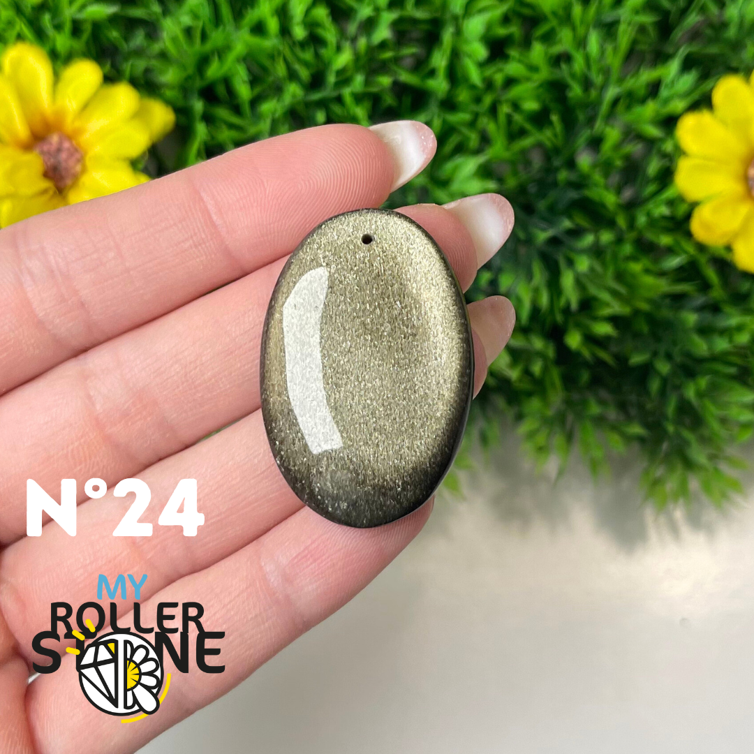 Pendentif Obsidienne dorée 5A percé