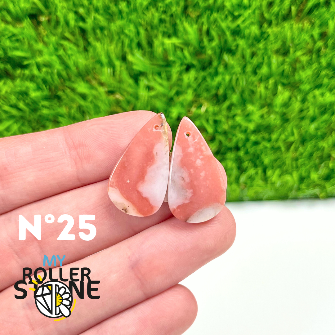 Pendentif Percé Opale Rose Duo