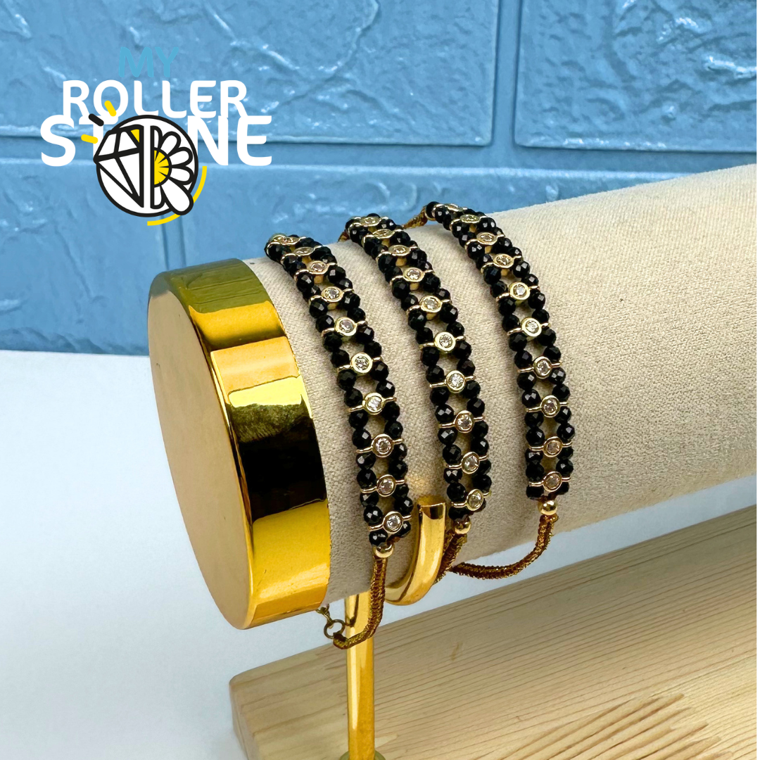 Bracelet Tressé Perles Naturelles et Strass