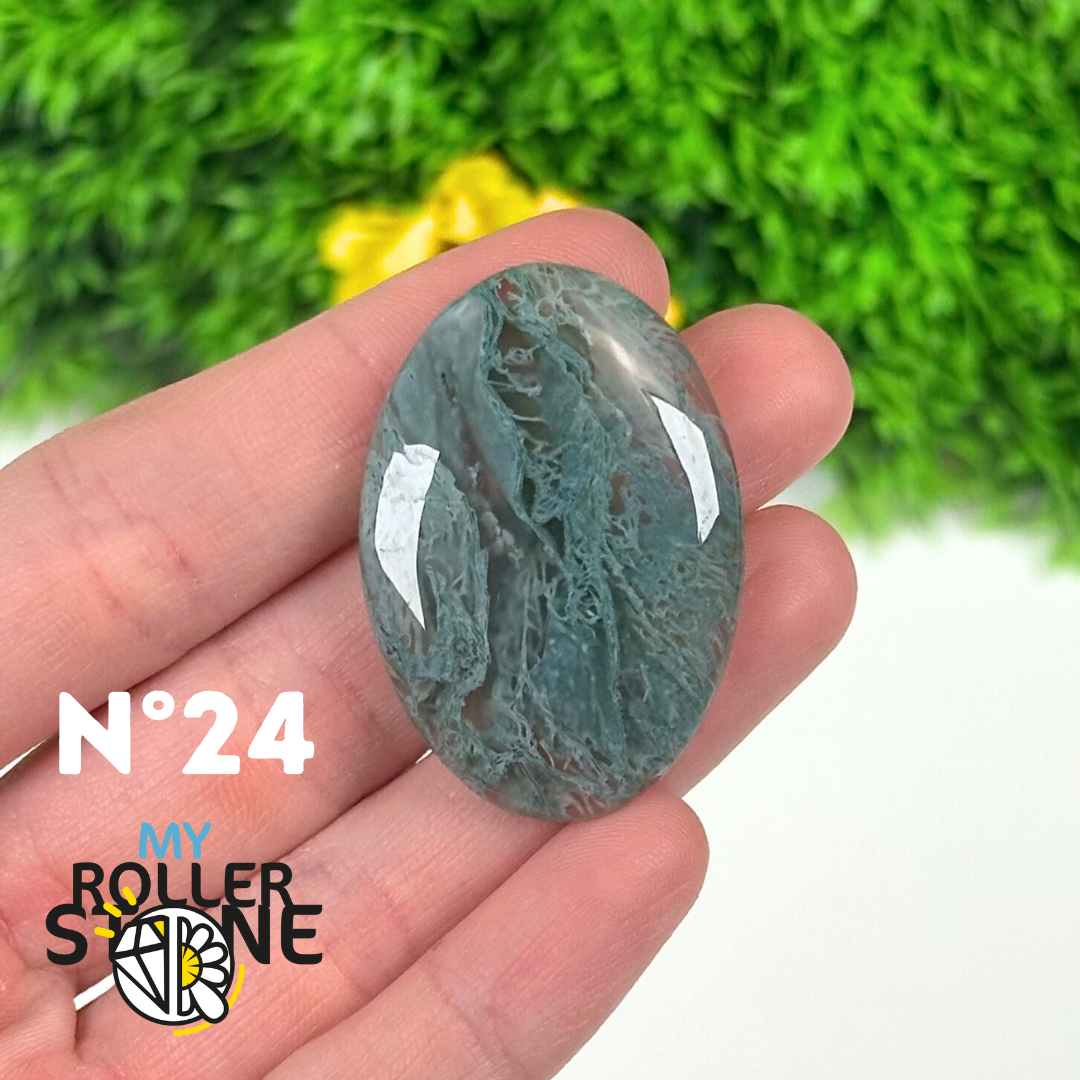 Pendentif Agate Mousse percé 5A