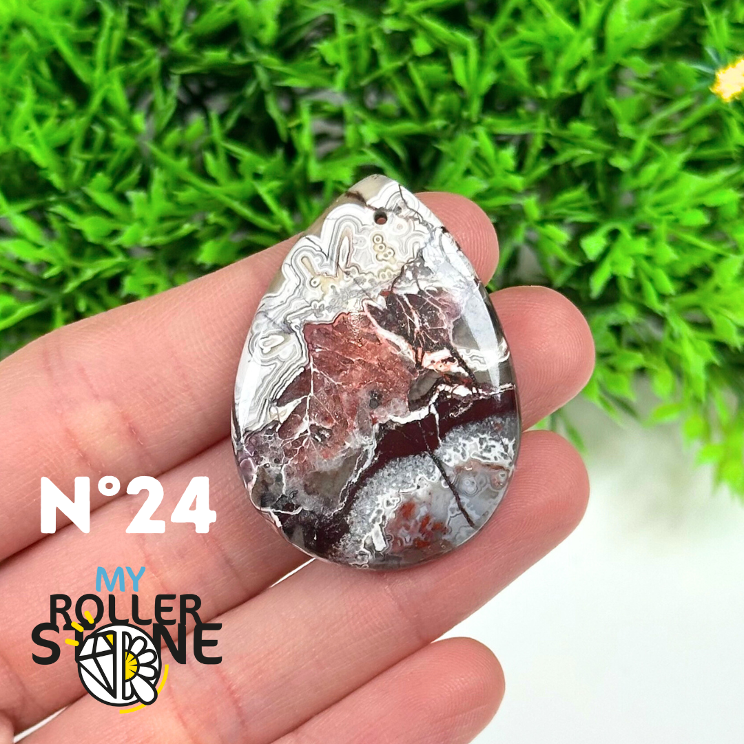 Pendentif Percé Agate Mexicaine 5A