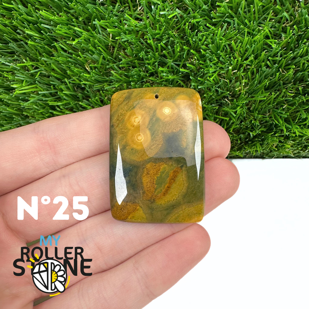 Pendentif Percé Jaspe Océan 5A