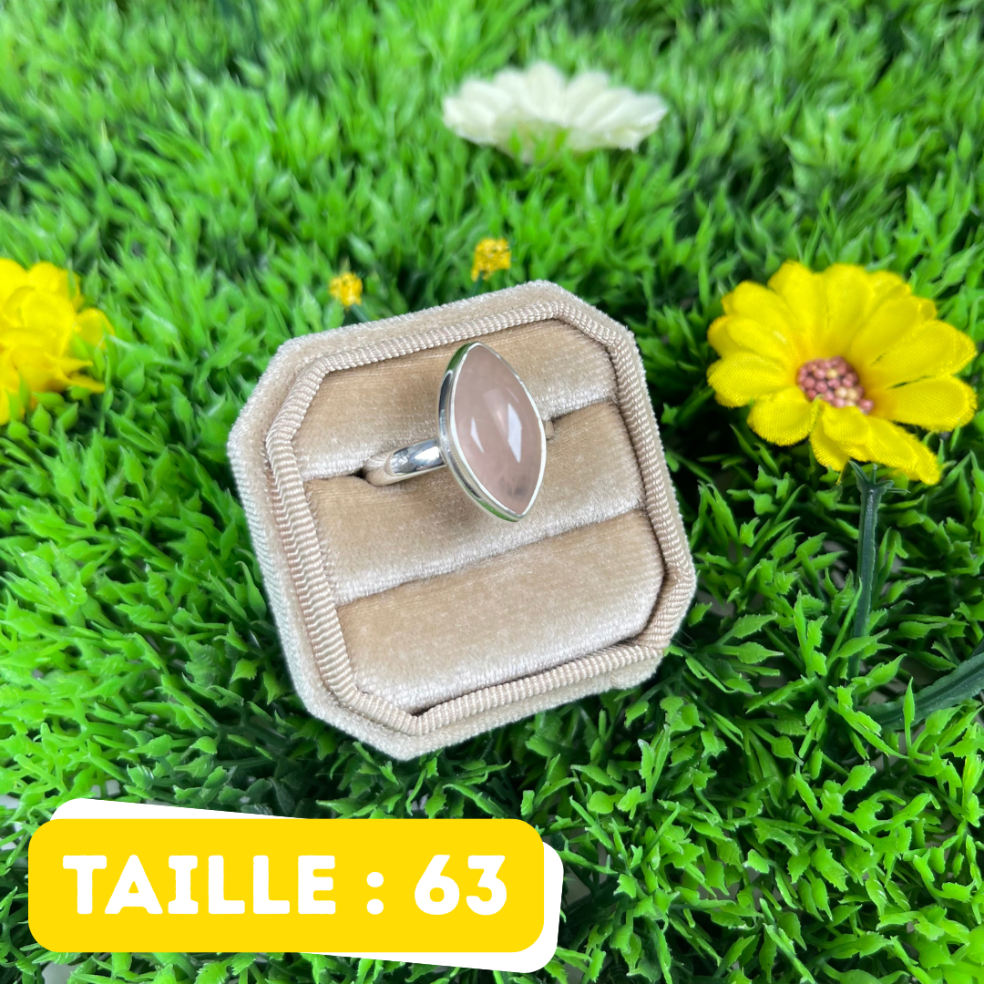 Bague Argent en Quartz rose #125