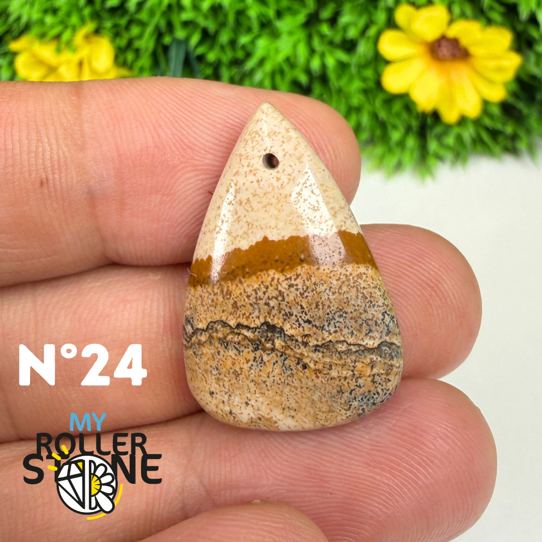Pendentif percé Jaspe Paysage 5A