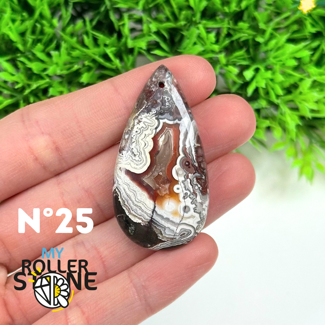Pendentif Percé Agate Mexicaine 5A