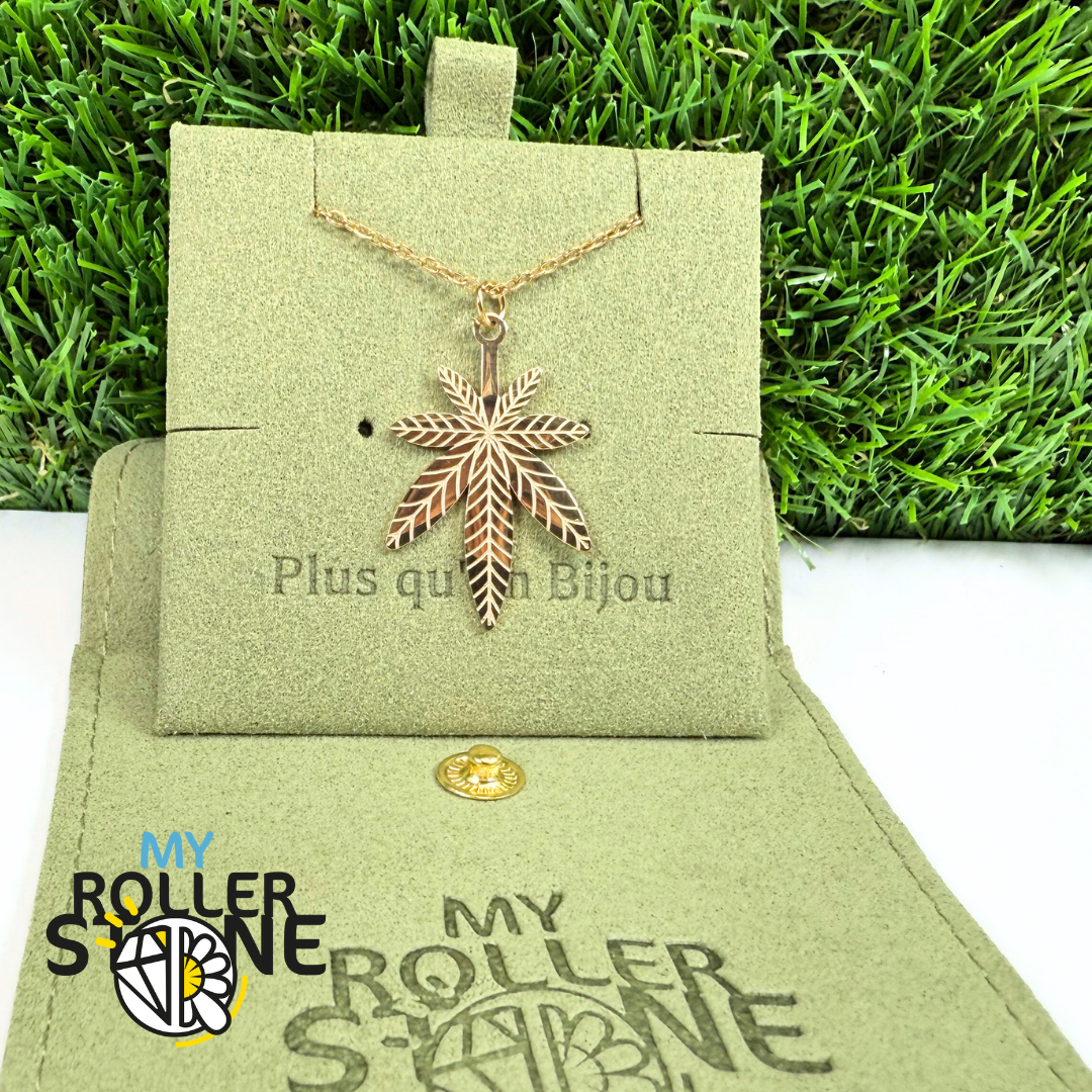 Pendentif Feuille Acier Inoxydable Doré