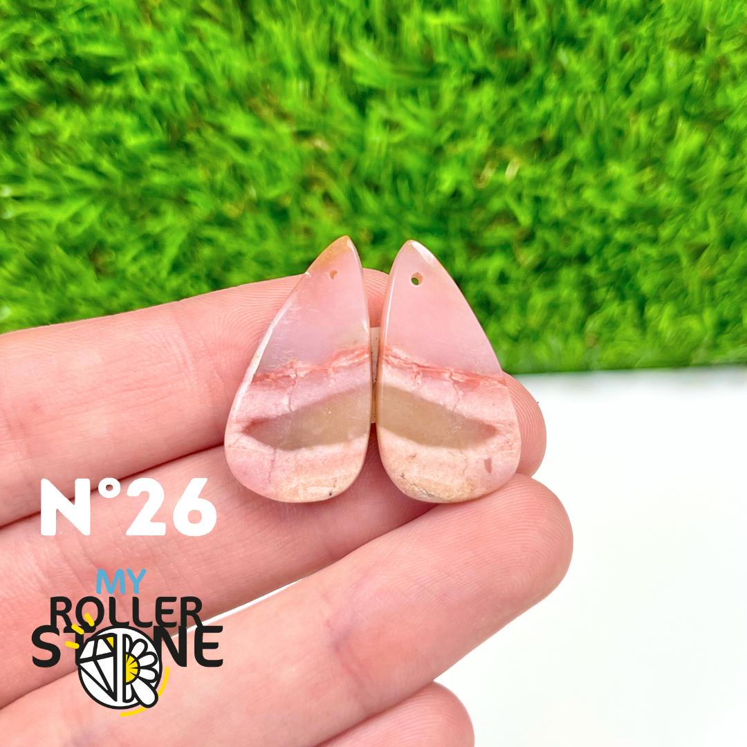 Pendentif Percé Opale Rose Duo