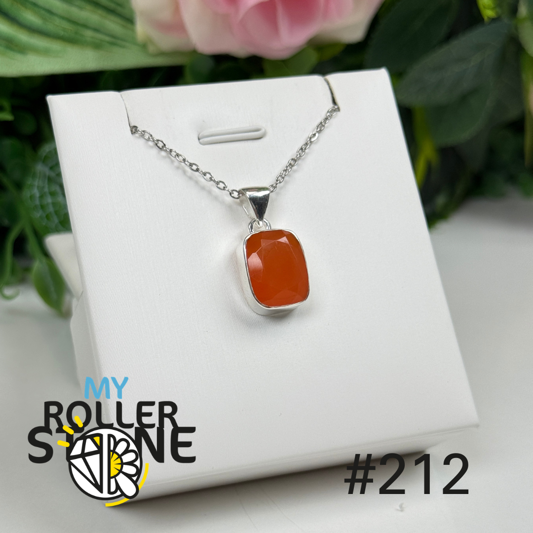 Pendentif argent cornaline facettée #P212