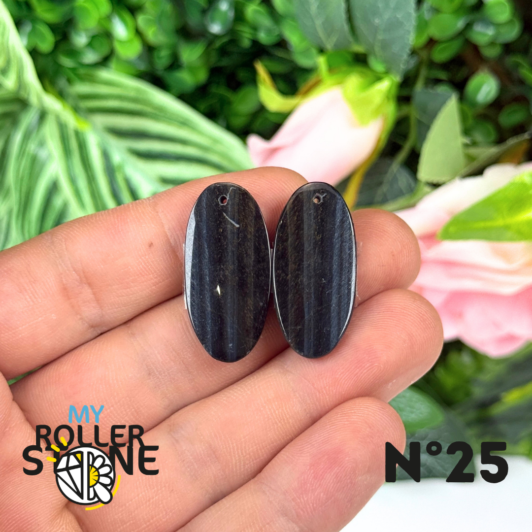 Paire de Cabochon percé en Oeil de Faucon pour Boucles d'oreilles