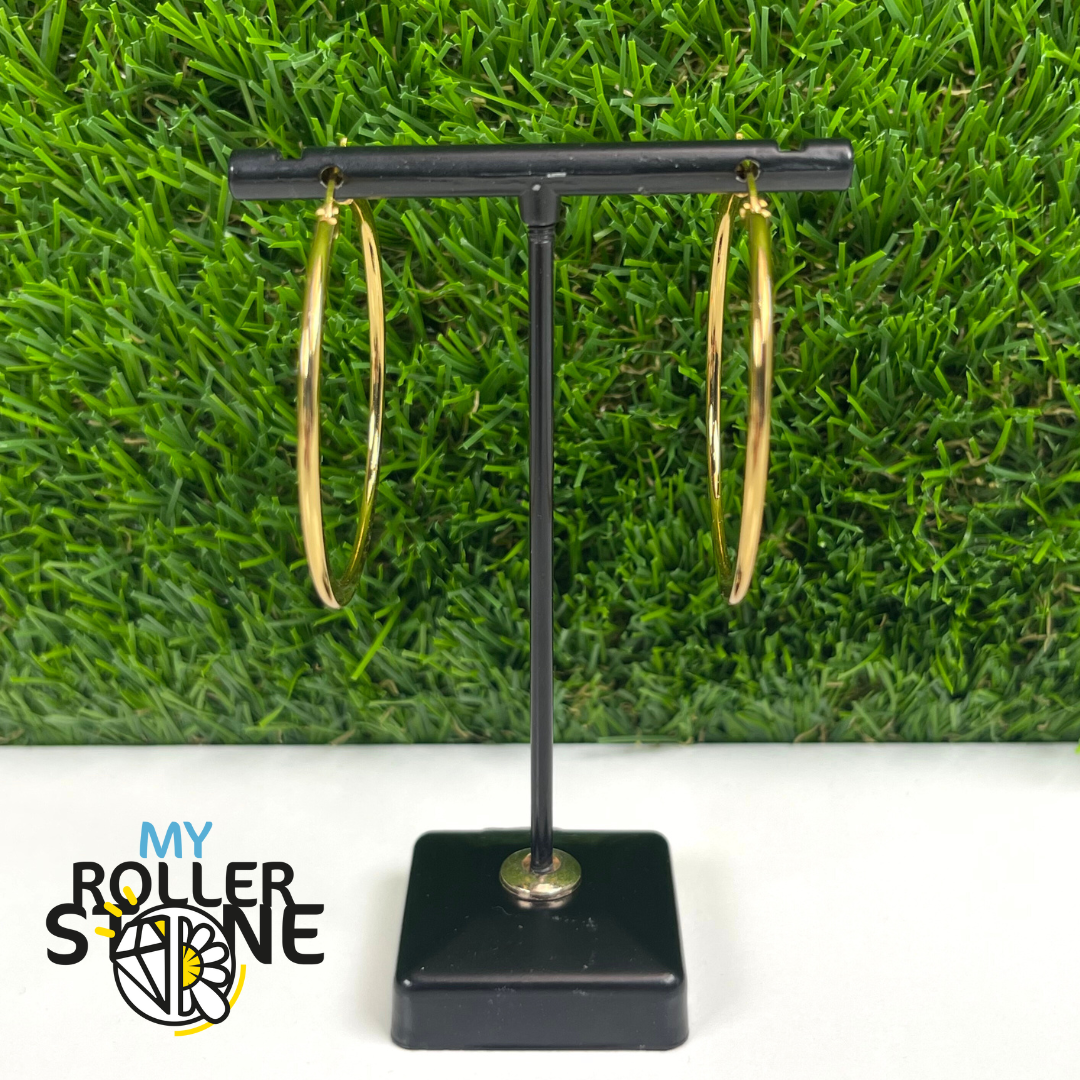 Boucles d’oreilles créoles larges en acier inoxydable dorées