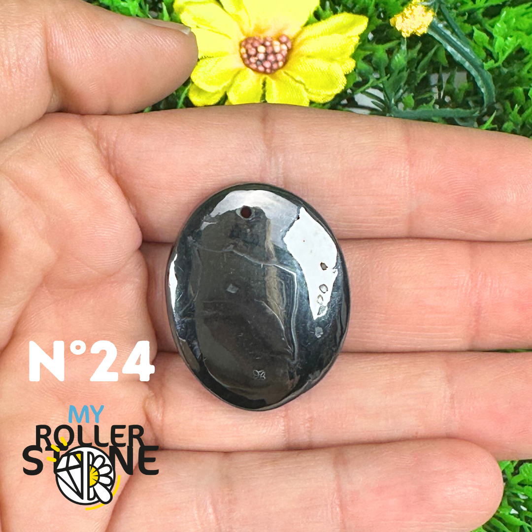 Pendentif Percé Psilomelane Argenté