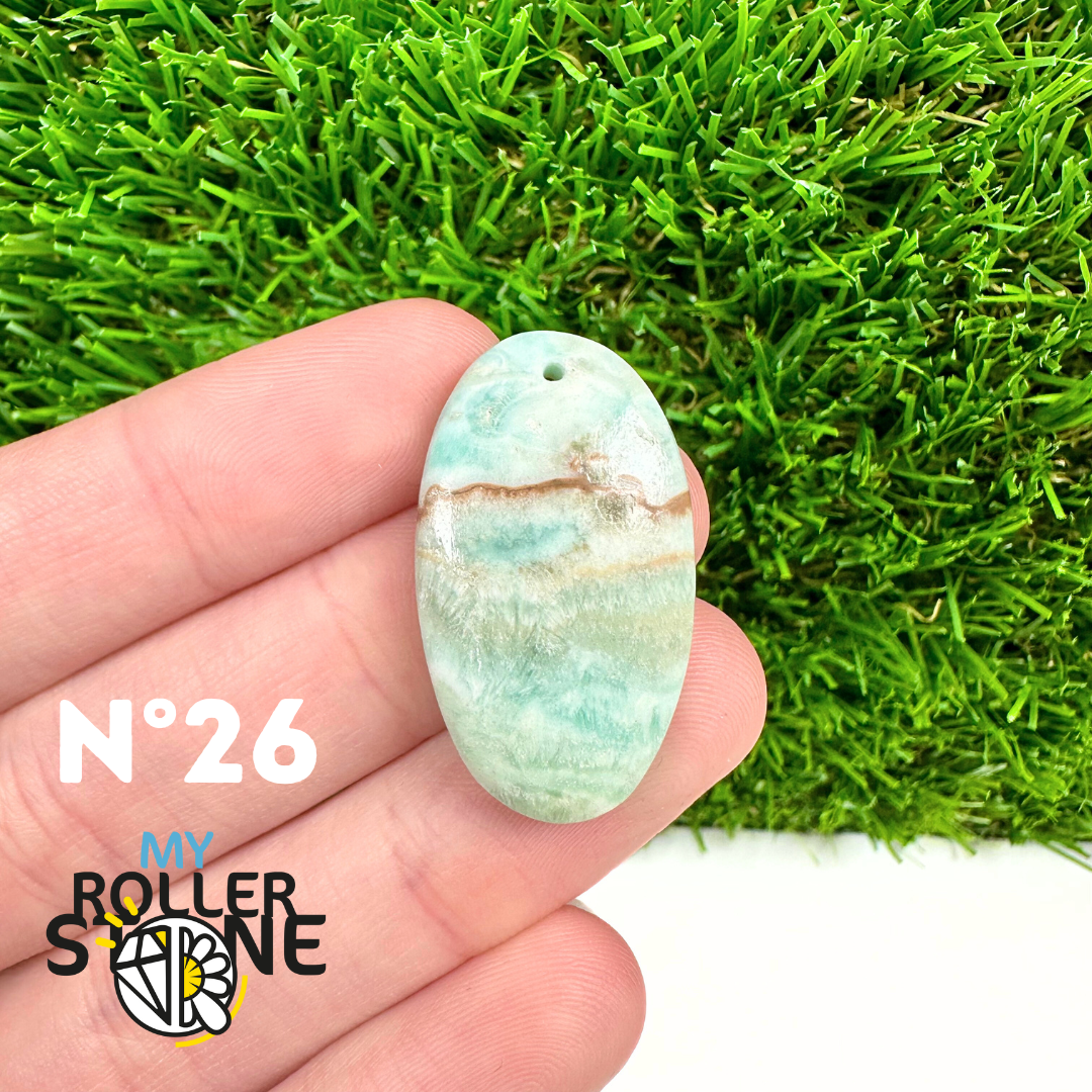 Pendentif Percé Calcite Cambrienne Bleue 5A