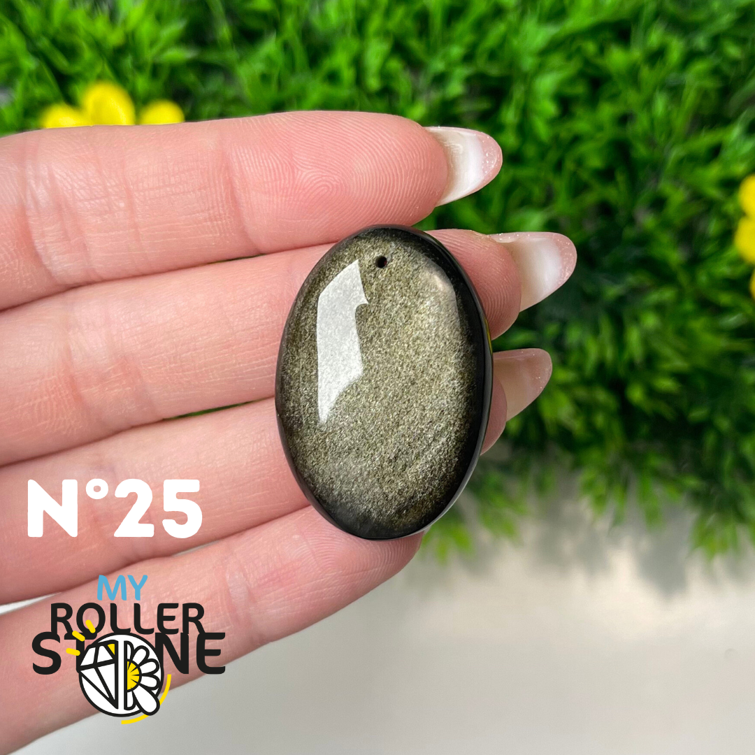 Pendentif Obsidienne dorée 5A percé