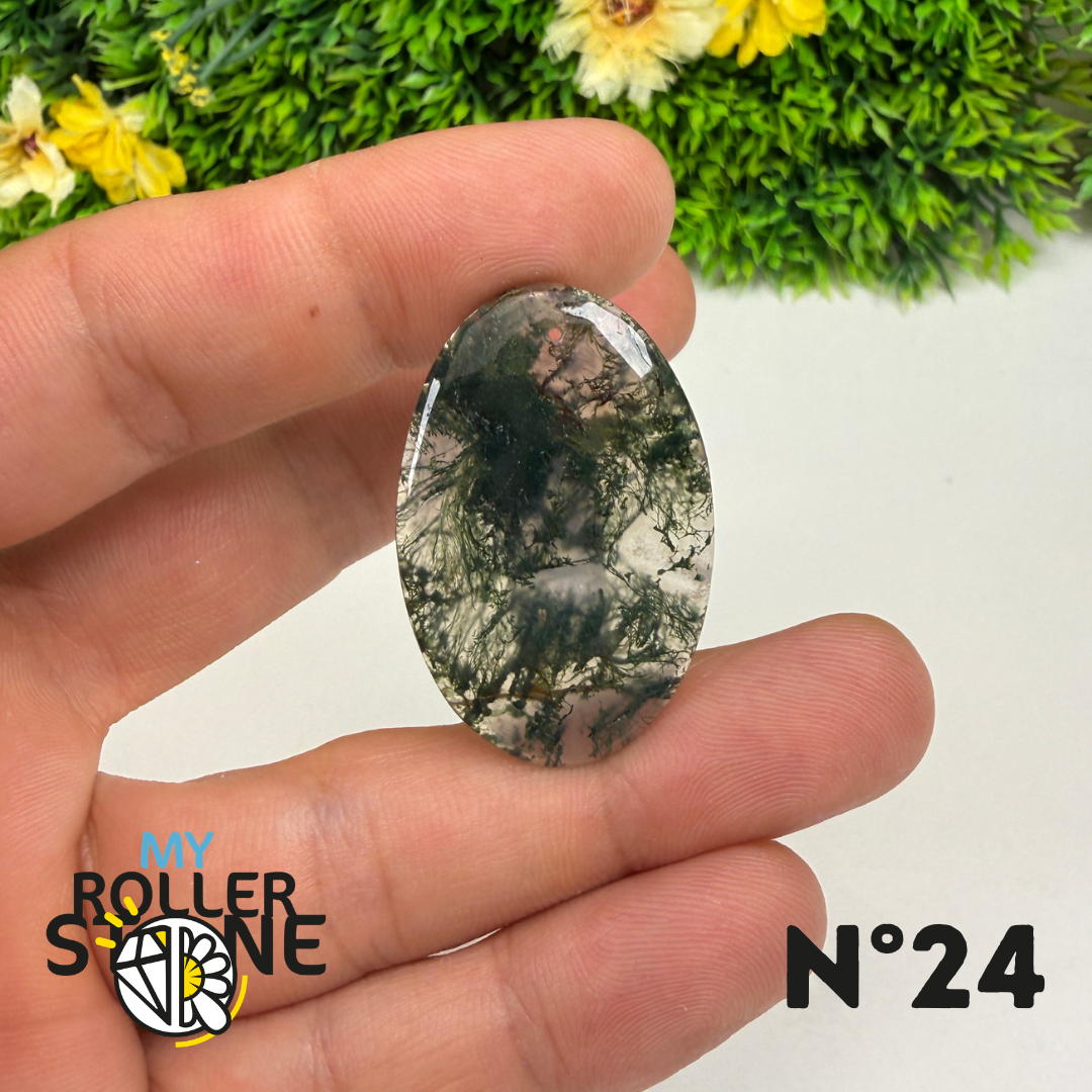 Pendentif Percé Agate Mousse Naturelle 5A