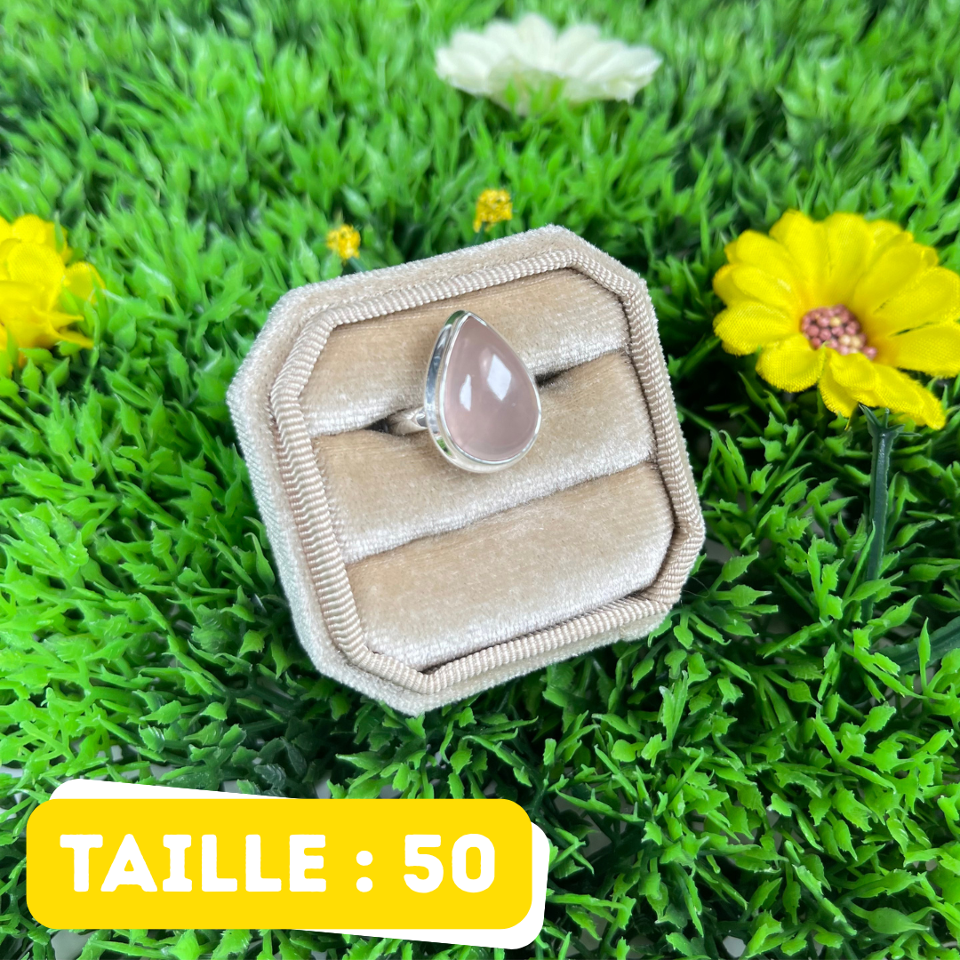 Bague Argent en Quartz rose #126