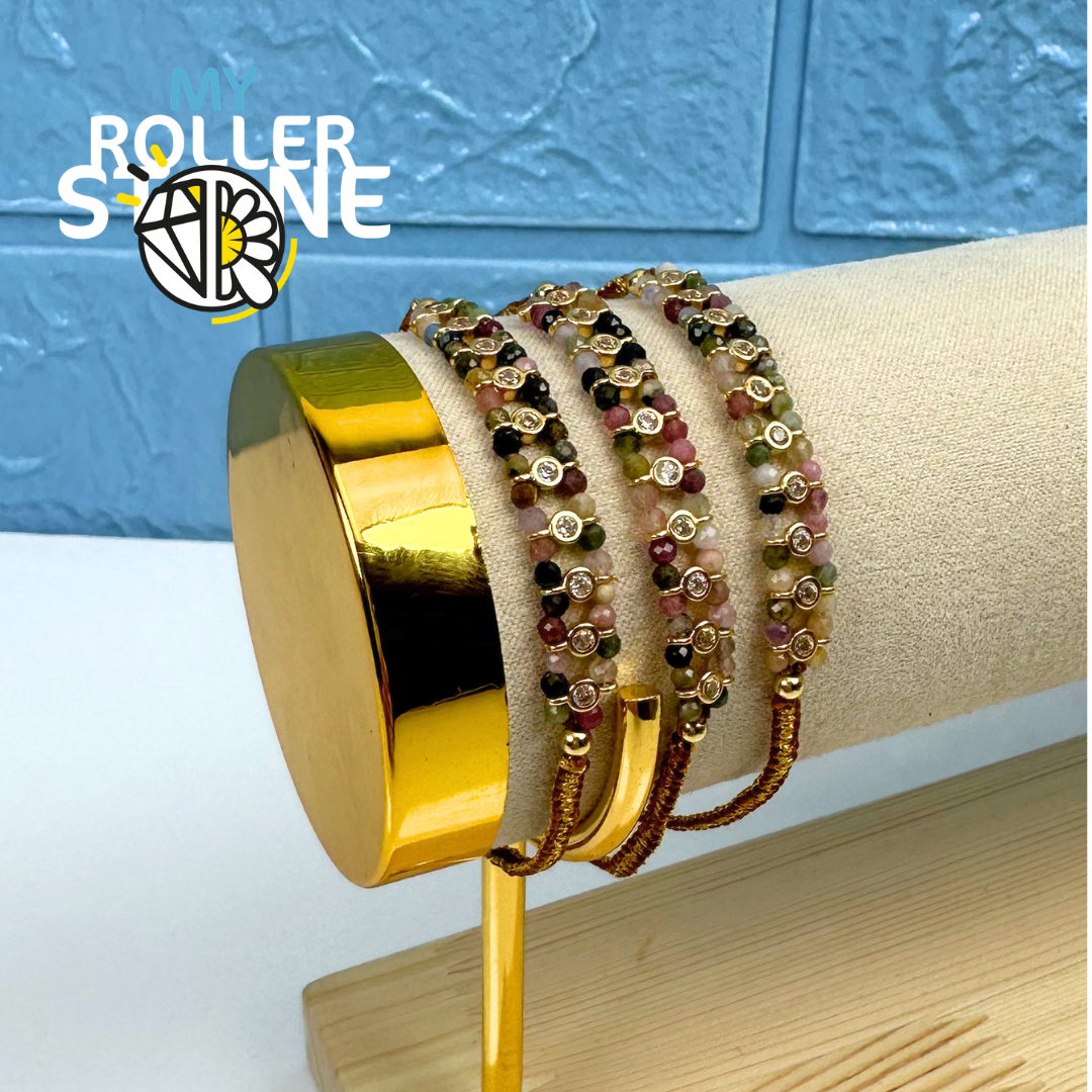 Bracelet Tressé Perles Naturelles et Strass