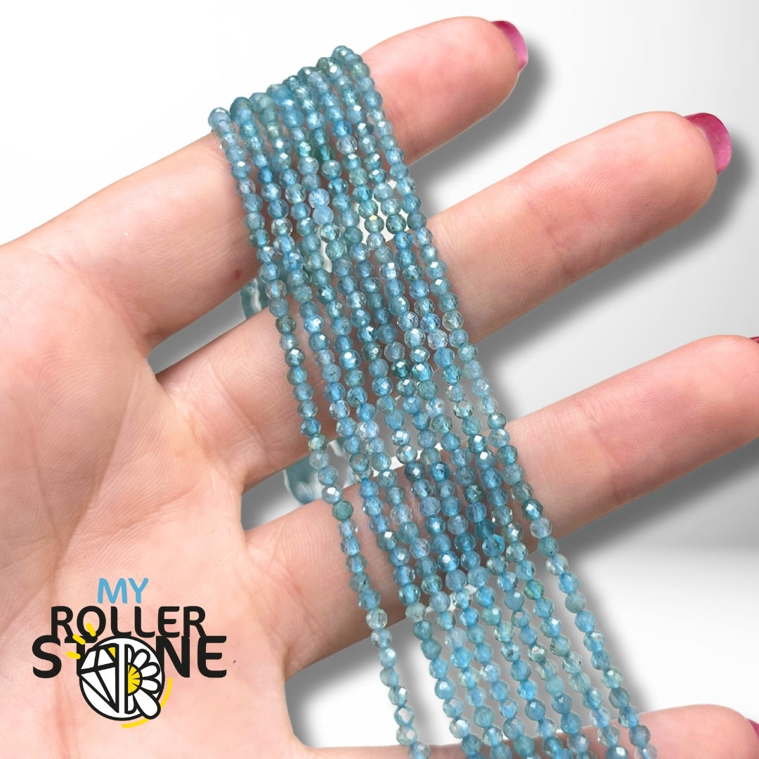 Perle Apatite ronde facettée 2 MM