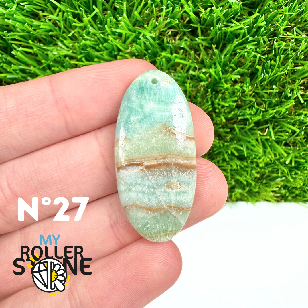 Pendentif Percé Calcite Cambrienne Bleue 5A