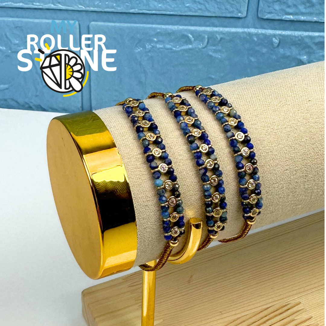 Bracelet Tressé Perles Naturelles et Strass