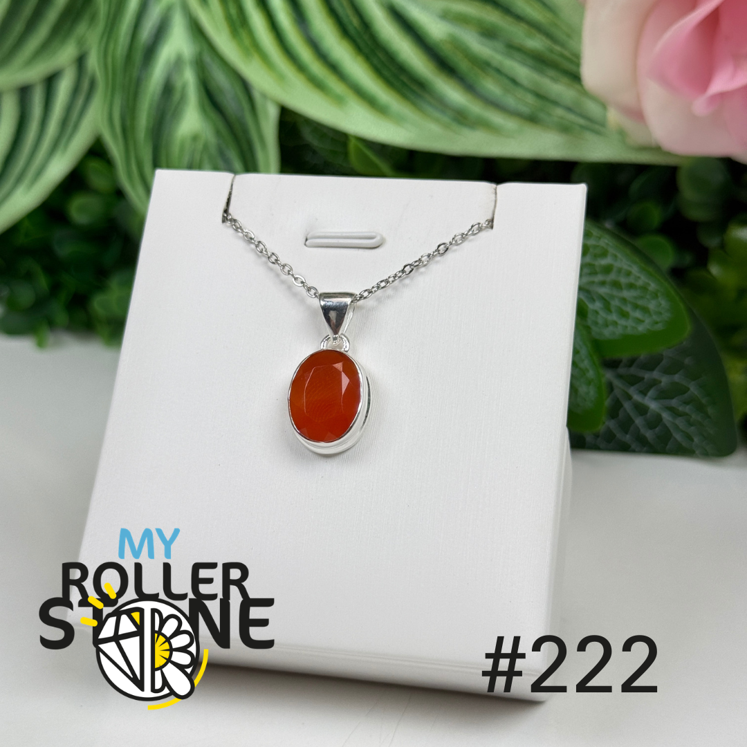 Pendentif argent cornaline facettée #P222