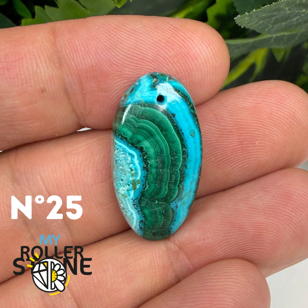 Pendentif Malachite Chrysocolle Percé 5A