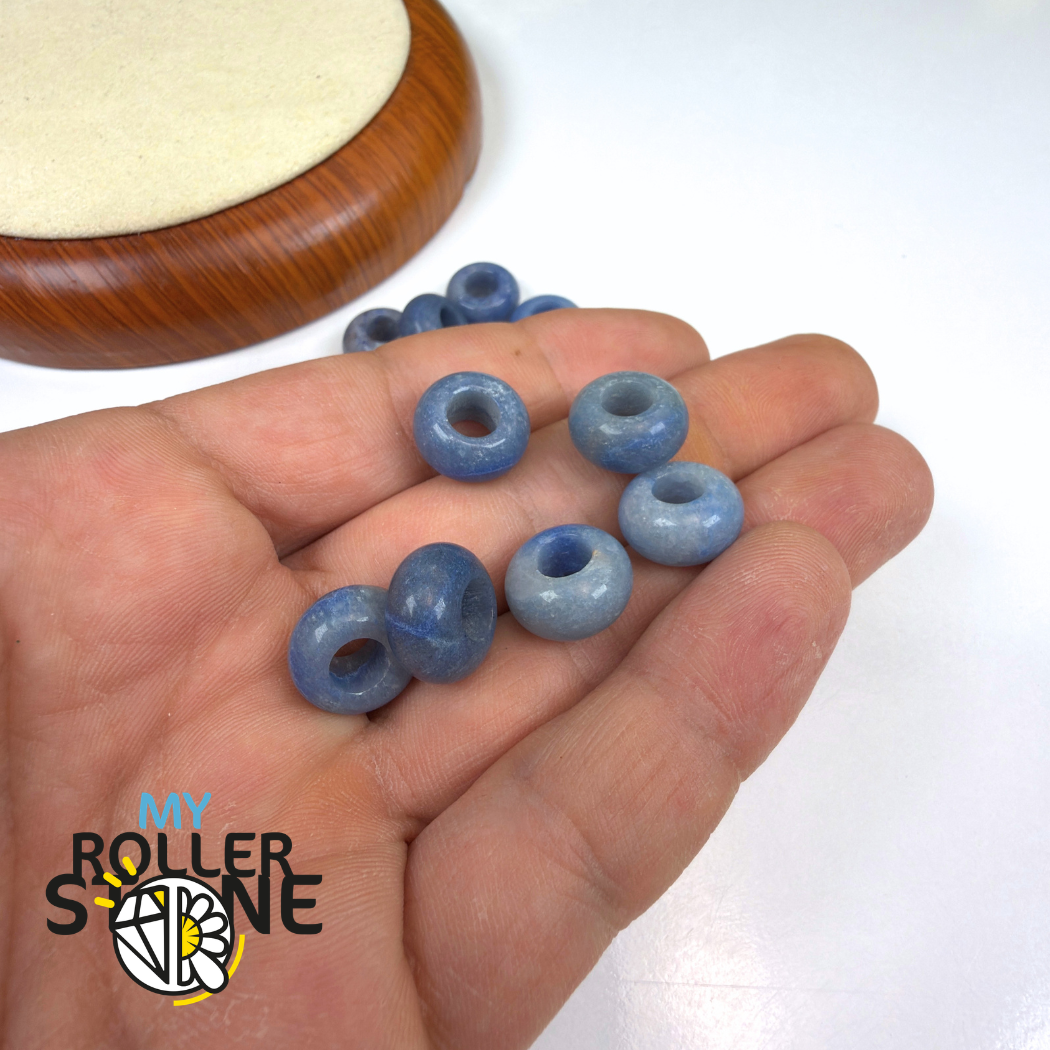 Perle Aventurine bleue grand trou