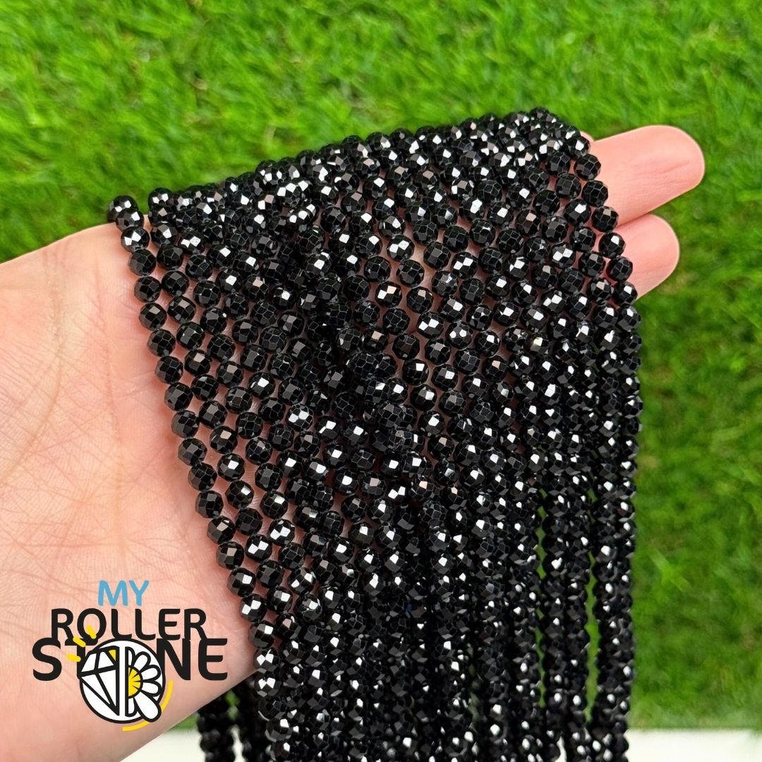 Perle facettée Tourmaline noire