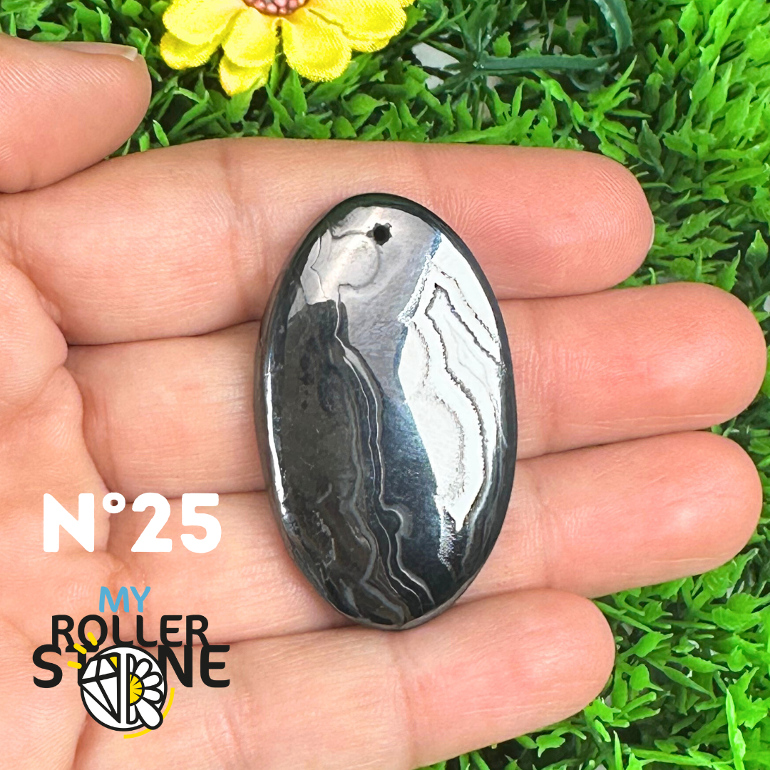 Pendentif Percé Psilomelane Argenté