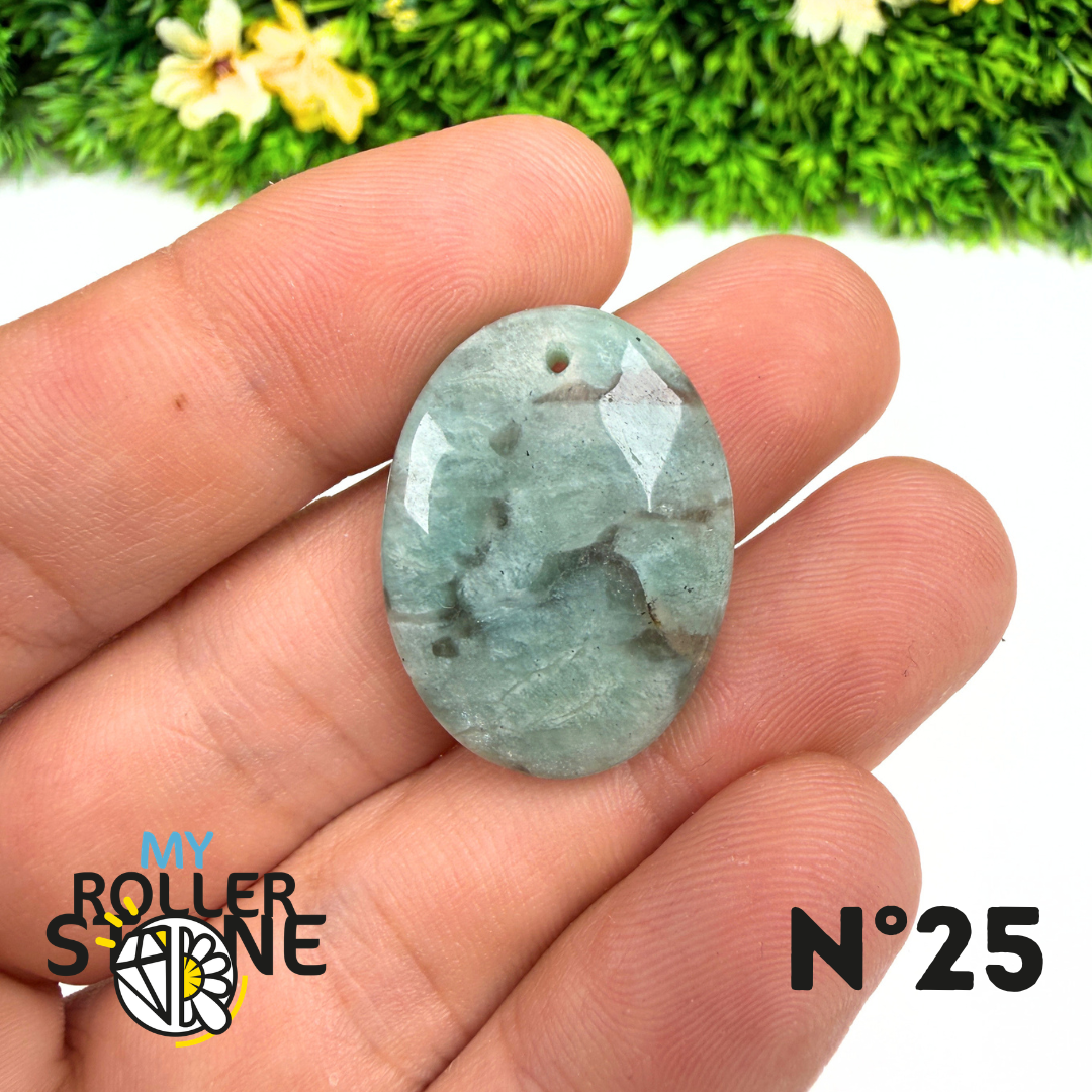 Pendentif Percé Amazonite et Quartz Fumé (Rare)