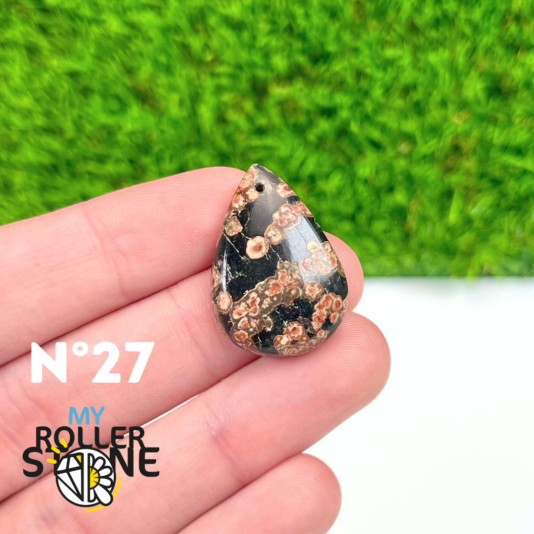 Pendentif Obsidienne Fleurie percé