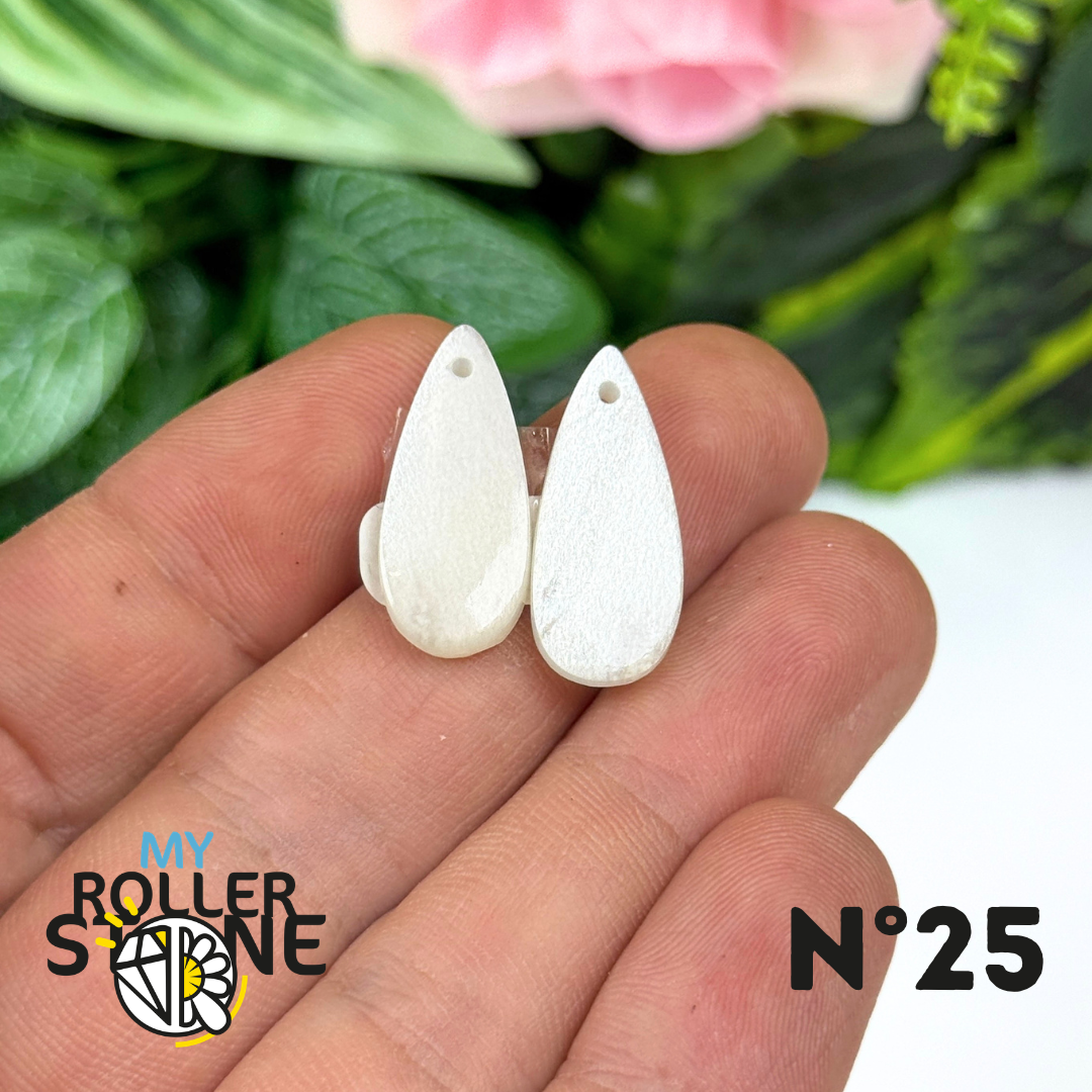 Paire de Cabochon percé en Pierre de lune D'Inde pour Boucles d'oreilles