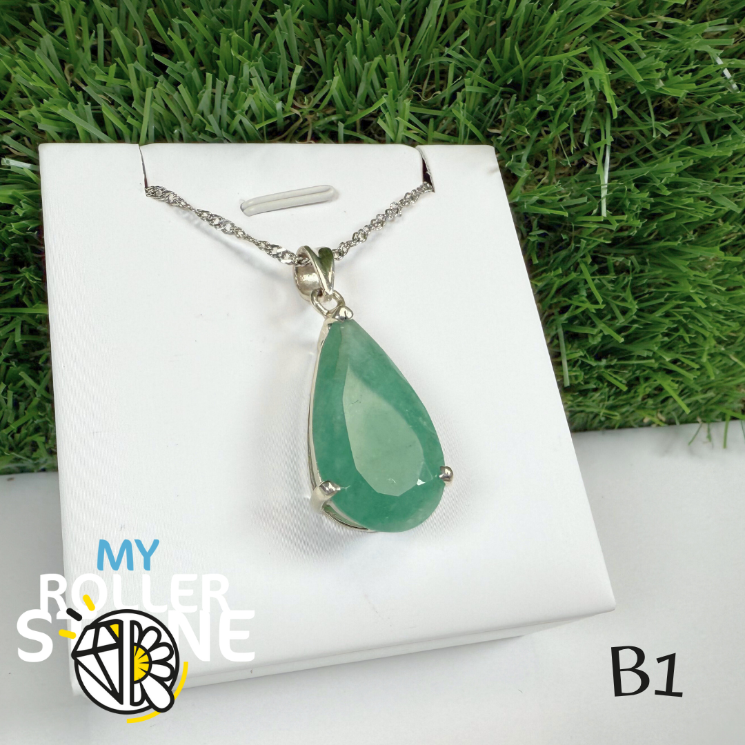 Pendentif Émeraude et Argent 925 B1