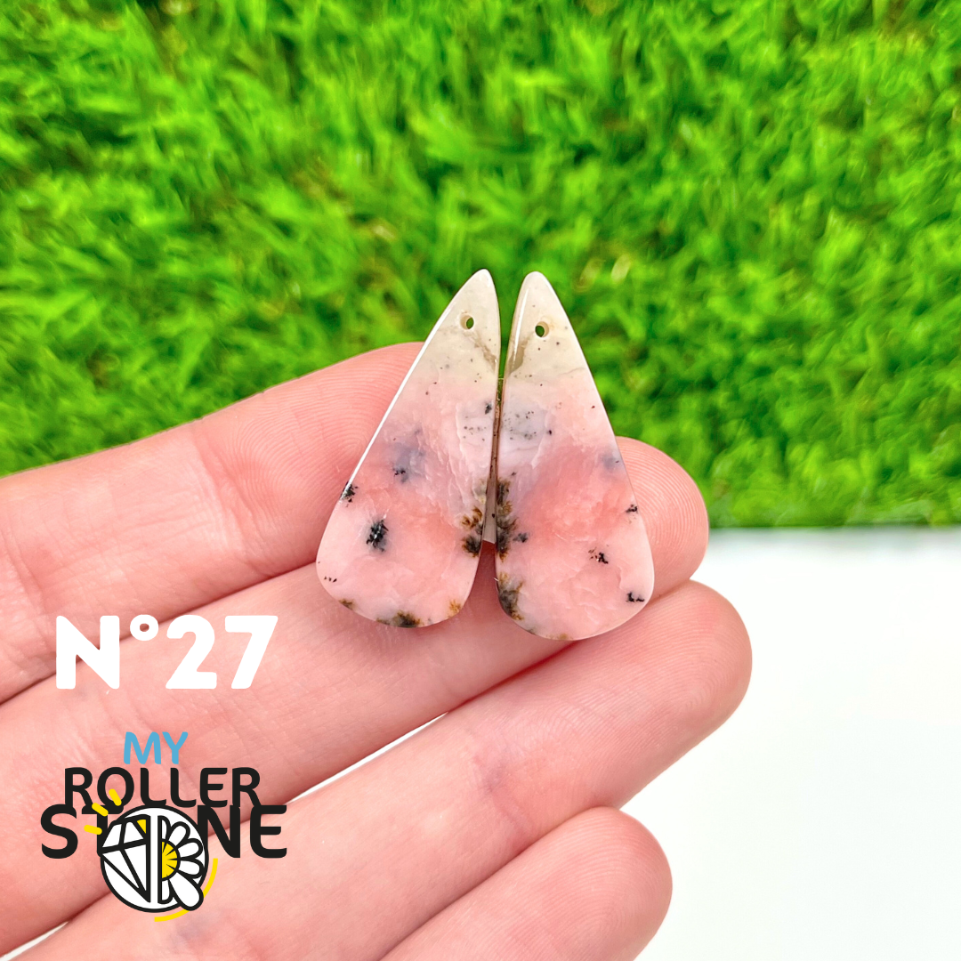 Pendentif Percé Opale Rose Duo