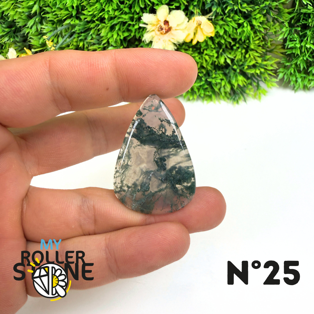 Pendentif Percé Agate Mousse Naturelle 5A