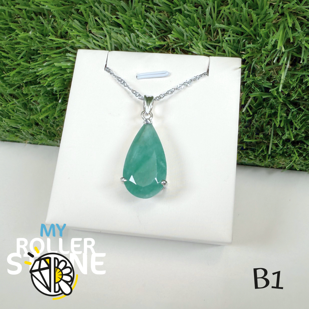 Pendentif Émeraude et Argent 925 B1