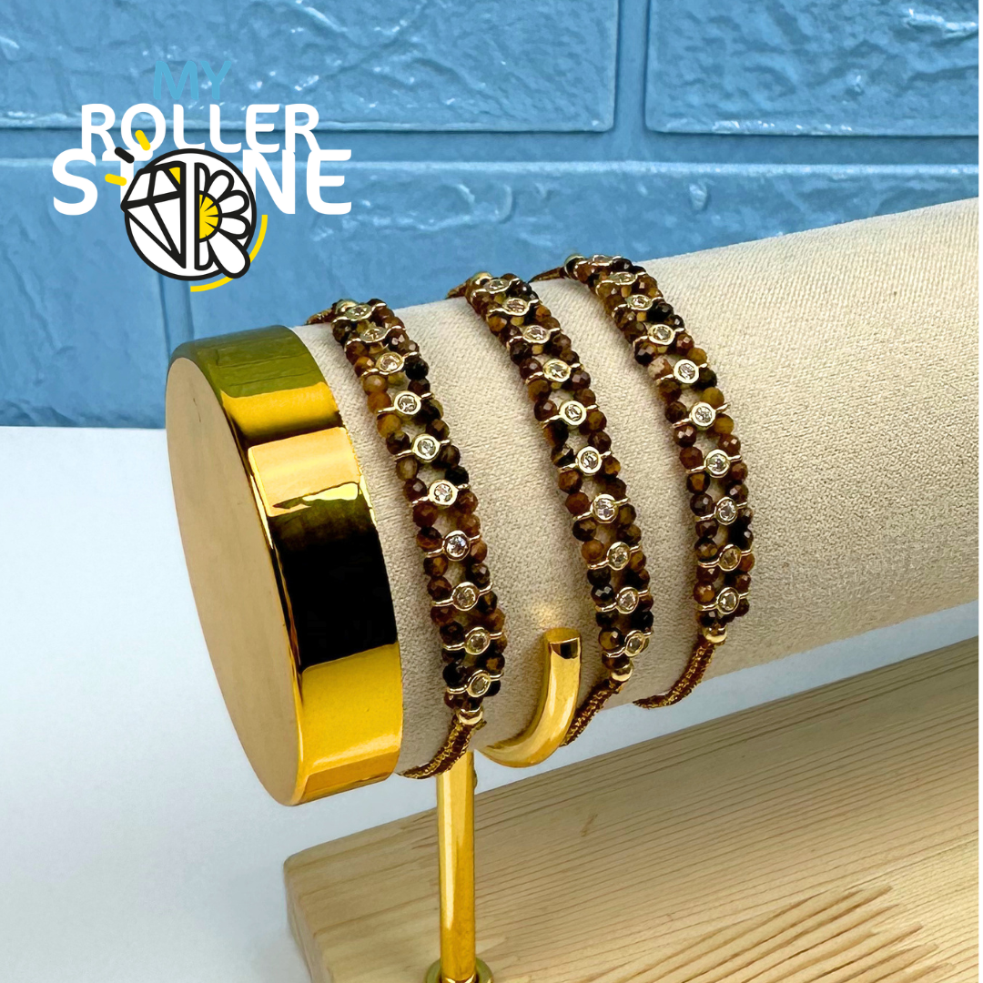 Bracelet Tressé Perles Naturelles et Strass