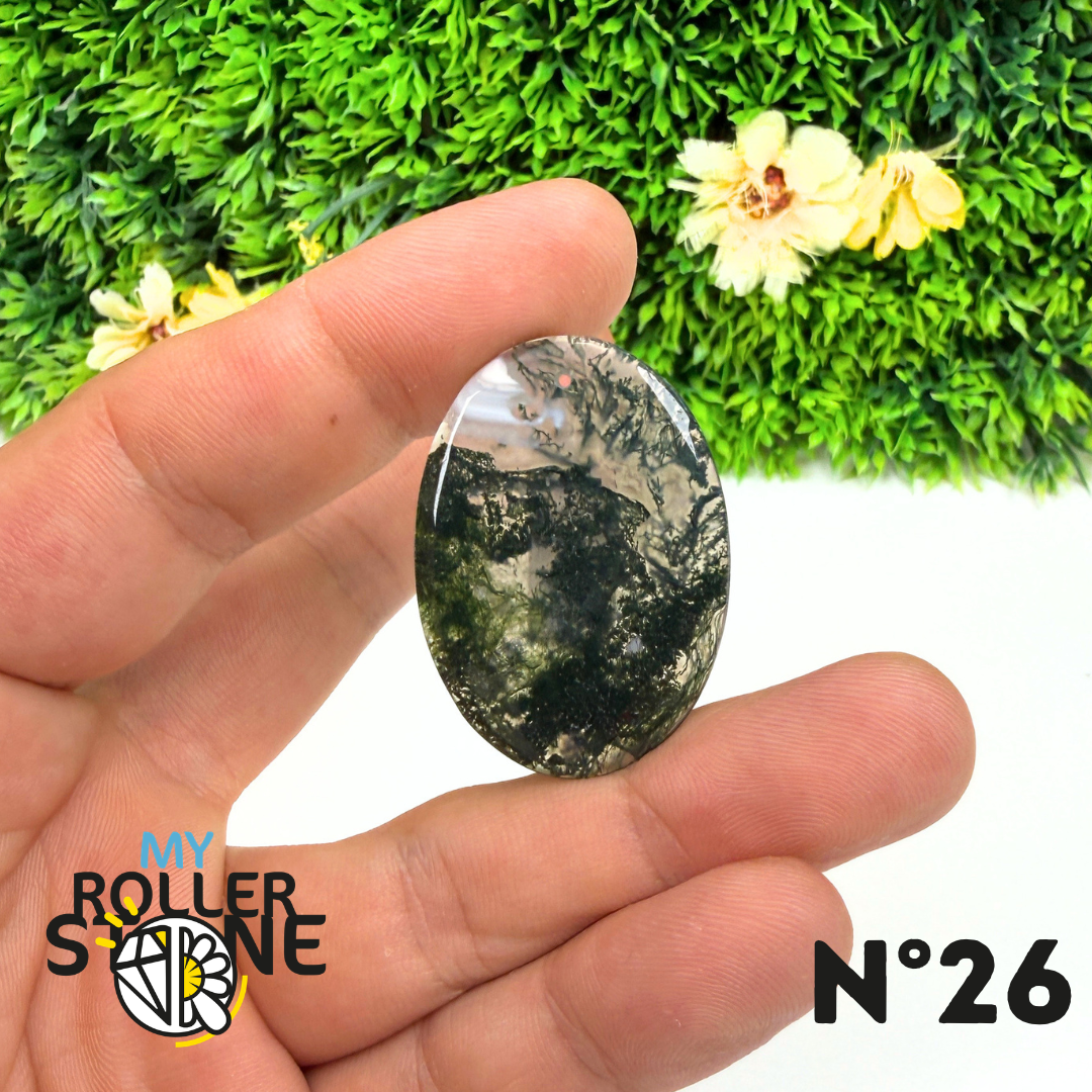 Pendentif Percé Agate Mousse Naturelle 5A